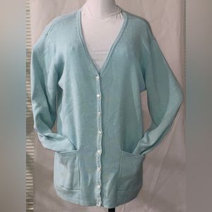 Talbots Ling Sleeve Mint Green Button part way up Sweater